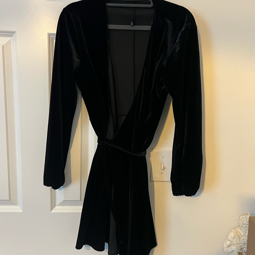 Zara Black Velvet Wrap Dress